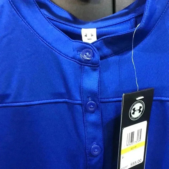 Under Armour Royal Blue Button-Up Tee - Picture 3 of 8